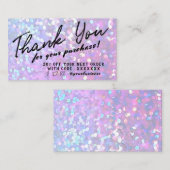 紫フェイク色の感謝していお客様の割引カード 名刺 (正面/裏面)