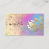 紫フェイク青雲に金ゴールド箔ハス 名刺 (正面)