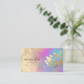 紫フェイク青雲に金ゴールド箔ハス 名刺 (スタンド正面)