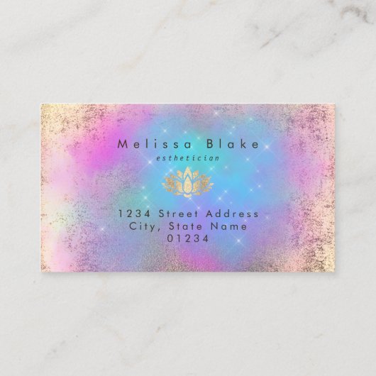 紫フェイク青雲に金ゴールド箔ハス 名刺 (裏面)