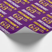 紫フェイク/模造金ゴールド「68誕生日」 ラッピングペーパー (角)