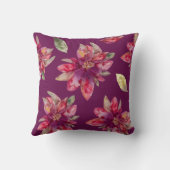 紫フェスティバル水彩ポインセチア枕 クッション (裏面)