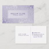 紫フェミニン淡い色の金ゴールド柳の葉のパターン 名刺 (正面/裏面)