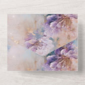 紫フェミニン青と金ゴールドフローラ オールインワン招待状 (裏面)