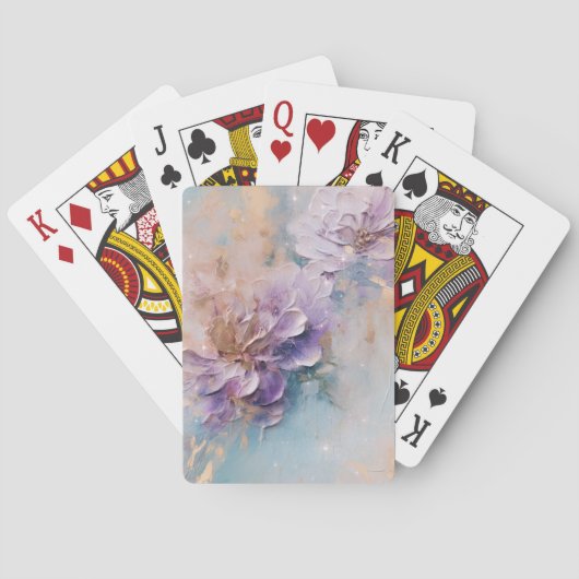 紫フェミニン青と金ゴールドフローラ トランプ (裏面)
