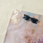 紫フェミニン青と金ゴールドフローラ ビーチタオル (インサイチュ)