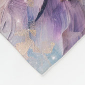 紫フェミニン青と金ゴールドフローラ フリースブランケット (角)