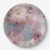 紫フェミニン青と金ゴールドフローラ ペーパープレート (正面)