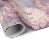 紫フェミニン青と金ゴールドフローラ ラッピングペーパー (ロールコーナー)