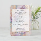 紫フェミニン青と金ゴールドフローラ 招待状 (スタンド正面)