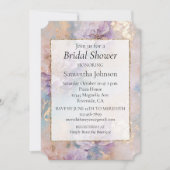 紫フェミニン青と金ゴールドフローラ 招待状 (正面)