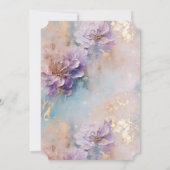 紫フェミニン青と金ゴールドフローラ 招待状 (裏面)