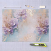 紫フェミニン青と金ゴールドフローラ 薄葉紙 (クラフト)