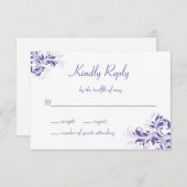 紫フォーマルフローラバルミツワー 出欠カード (正面/裏面)