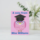 紫フクロウの葉書先生の手紙 ポストカード (スタンド正面)