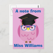 紫フクロウの葉書先生の手紙 ポストカード (正面/裏面)