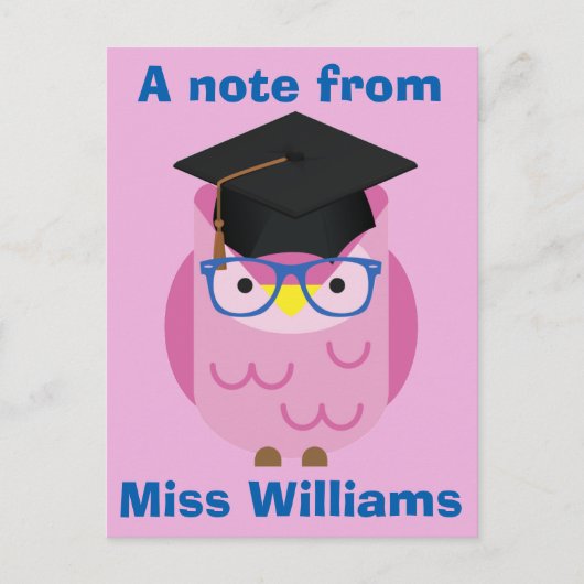 紫フクロウの葉書先生の手紙 ポストカード (正面)