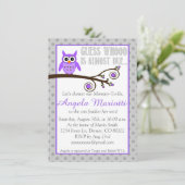 紫フクロウベビーシャワー招待状 招待状 (スタンド正面)