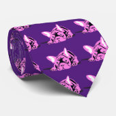 紫フランスののブルドッグシルエット ネクタイ (ロール)