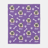 紫フランスののペットブルドッグパーソナライズされた フリースブランケット (正面)