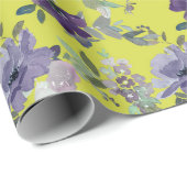 紫フローラオンイエローウォーター色のラッピング紙 ラッピングペーパー (ロールコーナー)