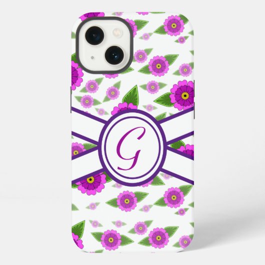 紫フローラカスタマイズモノグラム iPhoneケース (裏面)