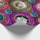 紫フローラクリスマスクラウン、ブルージェムフォトフレーム ラッピングペーパー (角)