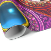 紫フローラクリスマスクラウン、ブルージェムフォトフレーム ラッピングペーパー (ロールコーナー)