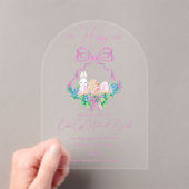 紫フローラクレスターカゴ卵狩りブランチ アクリル招待状 (インサイチュ (ポータブル))