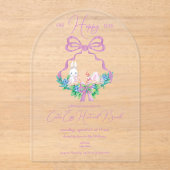 紫フローラクレスターカゴ卵狩りブランチ アクリル招待状 (正面)