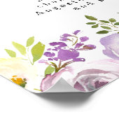 紫フローラシグネチャーカクテル結婚のバーサイン ポスター (角)