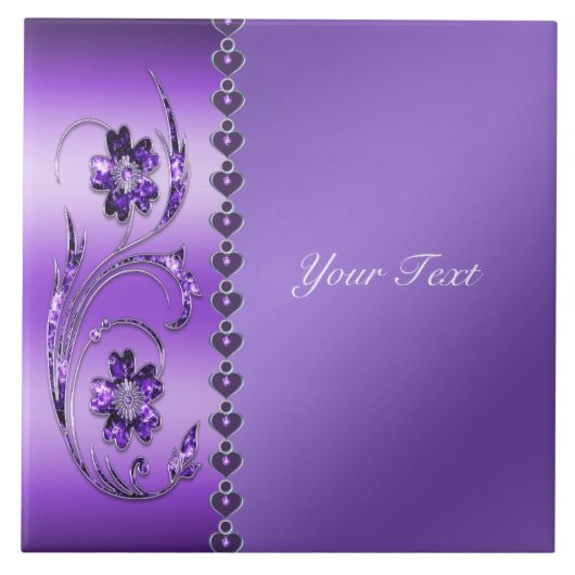 紫フローラセラミックタイル タイル (正面)