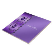 紫フローラセラミックタイル タイル (側面)