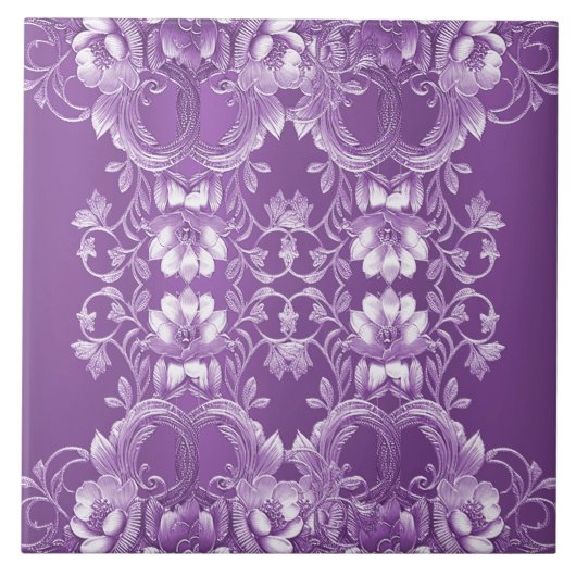紫フローラセラミックタイル タイル (正面)