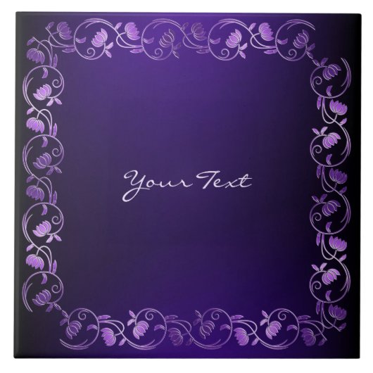 紫フローラセラミックタイル タイル (正面)
