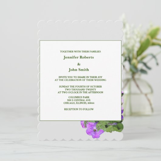 紫フローラセージ緑バイオレットグレ結婚イ2024 招待状 (スタンド正面)