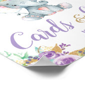 紫フローラゾウ赤ちゃんシャワーカードギフト ポスター (角)