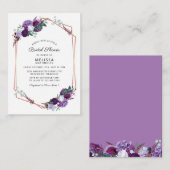 紫フローラバラ金ゴールドフレームブライダルシャワー予算 ノートカード (正面/裏面)