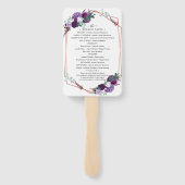 紫フローラバラ金ゴールド幾何結婚式 プログラム ハンドファン (裏面)