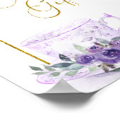 紫フローラブライダルシャワーティーカードとギフト ポスター (角)