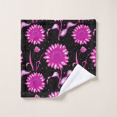 紫フローラモティーフタオルセット バスタオルセット (ウォッシュタオル)