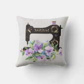 紫フローラヴィンテージ裁縫機械モノグラム クッション (裏面)