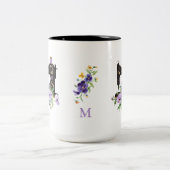 紫フローラヴィンテージ裁縫機械モノグラム ツートーンマグカップ (中央)