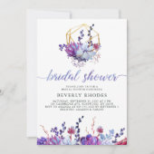 紫フローラ多肉性ブライダルシャワー 招待状 (正面)