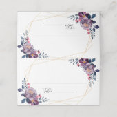 紫フローラ幾何学植物結婚の プレイスカード (外部開封)
