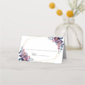 紫フローラ幾何学植物結婚の プレイスカード (裏面)