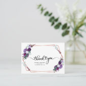 紫フローラ幾何学模様金ゴールドフレームサンキューカード 名刺 (スタンド正面)