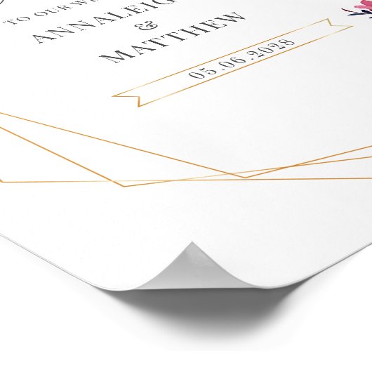 紫フローラ幾何学結婚学記号 ポスター (角)