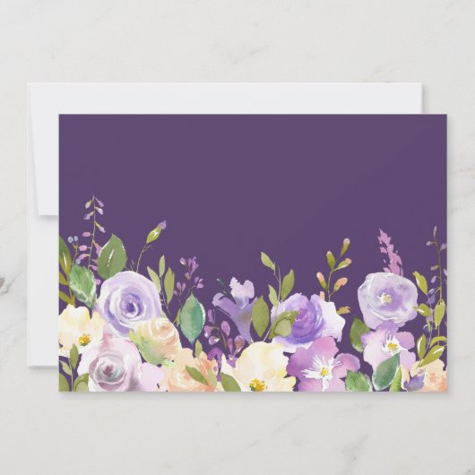 紫フローラ引っ越し祝いパーティーパーティの招待状 招待状 (裏面)