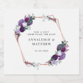 紫フローラ植物幾何学結婚の リキュールボトルラベル (シングルラベル)